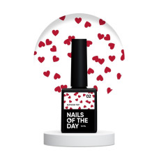 NAILSOFTHEDAY Kupidon top 02 - top z bordowymi serduszkami bez lepkiej warstwy, 10 ml